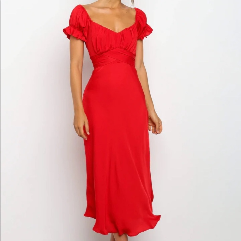 Petal & Pup red satin dress